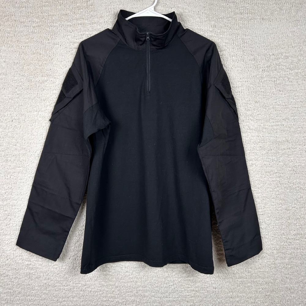 Tacvasen Tactical Shirt Mens Medium Black 1/4 Zip Up‎ Collar Raglan Sleeves